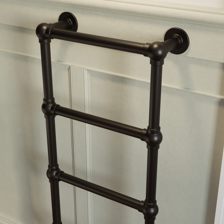 Black Vertical Traditional Towel Rail Radiator 1200 x 479mm - Regent