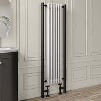 White and Black Vertical Traditional Column Radiator 1600 x 480mm- Regent White and Black Vertical Traditional Column Radiator 1600 x 480mm- Regent
