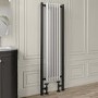 White and Black Vertical Traditional Column Radiator 1600 x 480mm- Regent