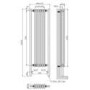 White and Black Vertical Traditional Column Radiator 1600 x 480mm- Regent