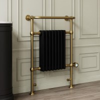 Black and Brass Electric Traditional Column Radiator with Towel Rail 952 x 659mm - Regent