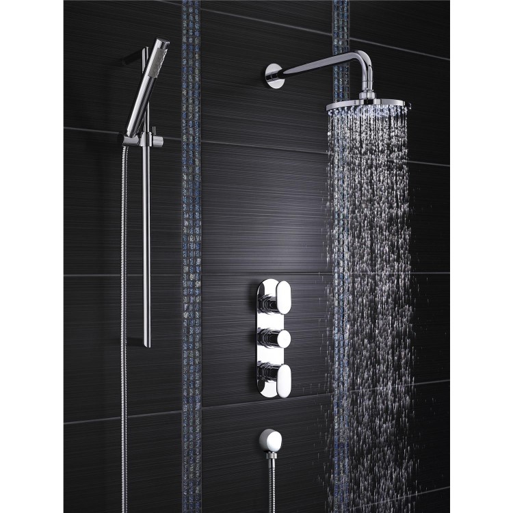 Round Triple Thermostatic Shower Valve