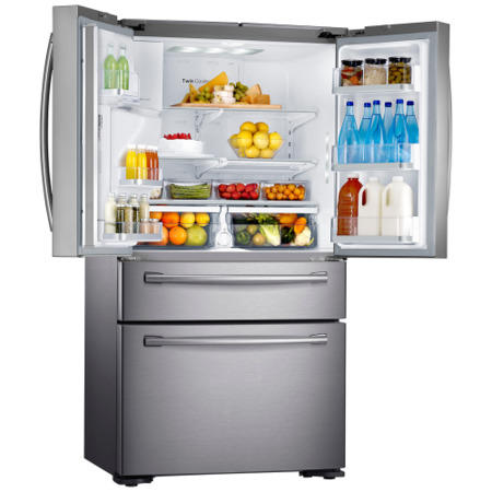 GRADE A3 - Heavy cosmetic damage - Samsung RF24HSESBSR Stainless Steel Four Door Fridge Freezer With Sparkling Water Dispenser