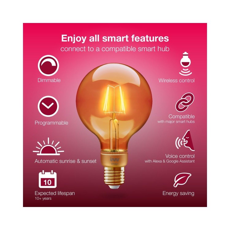 Innr E27 Filament Bulb vintage G95 Globe  Z3.0 2 Pack