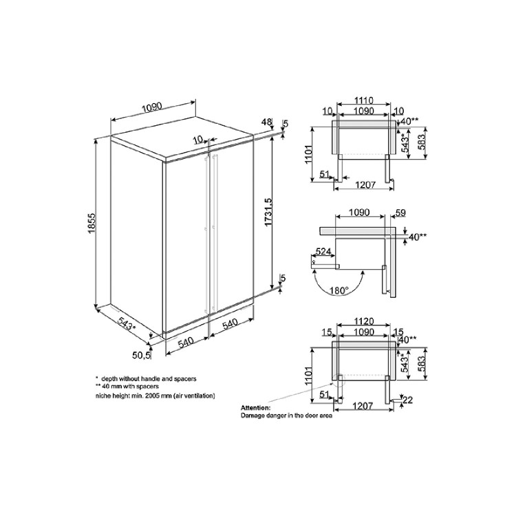 Smeg RF354RX 54cm Wide Freestanding Larder Fridge - Stainless Steel