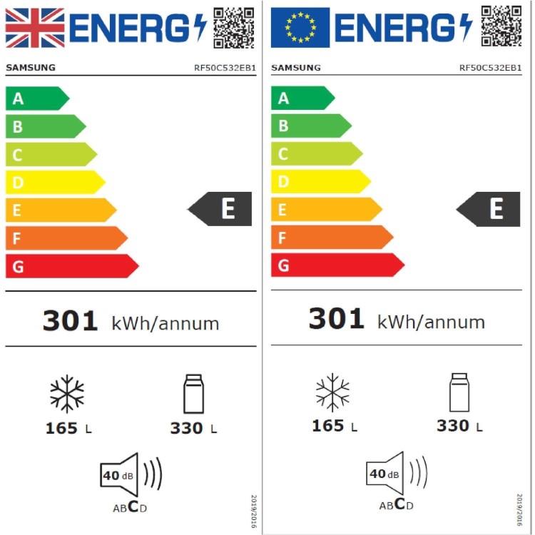 Samsung 495 Litre Side-By-Side American Fridge Freezer - Black