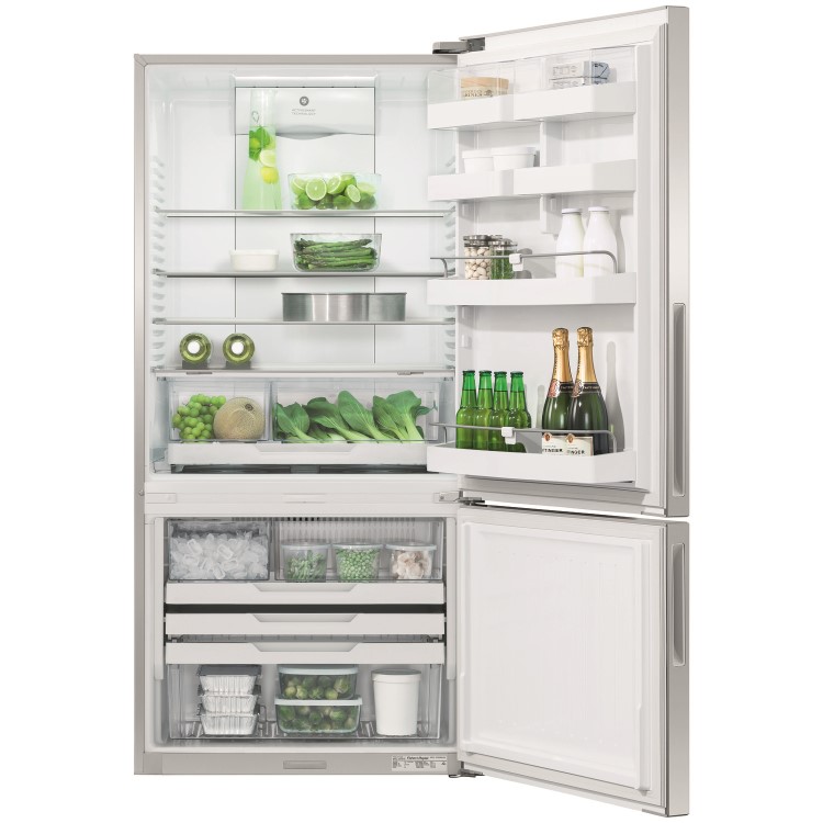 Fisher & Paykel RF522BRPUX6 25233 - 79cm Wide Right Hand Hinge Handleless Freestanding Fridge Freezer  With And Water Stainless Steel