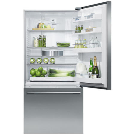 Fisher & Paykel RF522WDRUX4 25183 Door-And-Drawer Design Right Hand Hinge Freestanding Fridge Freezer With Ice And Water - EZKleen Stainless Steel