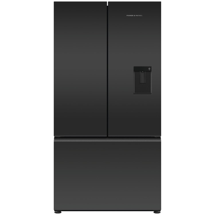 Fisher & Paykel 569 Litre French Style American Fridge Freezer - Matt Black Glass