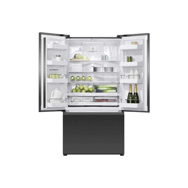 Fisher & Paykel 569 Litre French Style American Fridge Freezer - Matt Black Glass