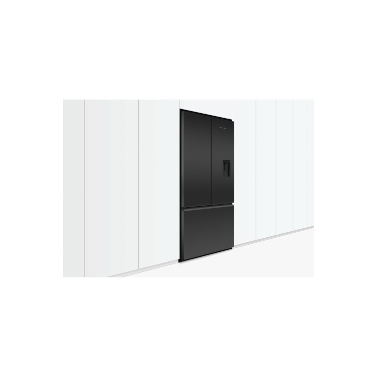 Fisher & Paykel 569 Litre French Style American Fridge Freezer - Matt Black Glass