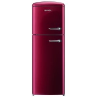 GRADE A1 - As new but box opened - Gorenje RF60309OR-L Retro Style Left Hand Hinge Top Mount Freestanding Fridge Freezer Burgundy