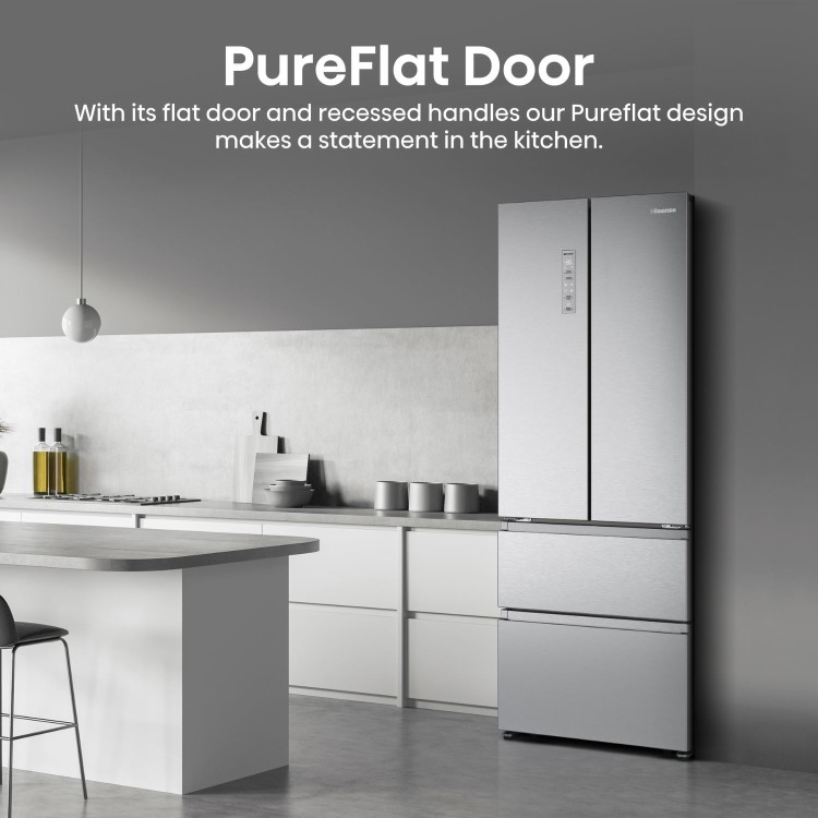 Hisense PureFlat 485 Litre 60/40 Fridge Freezer - Stainless Steel