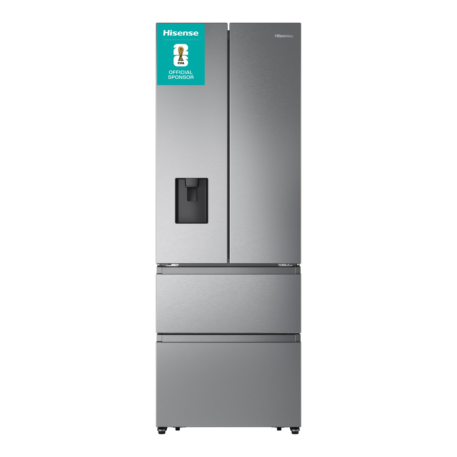 Hisense PureFlat 485 Litre French Style American Fridge Freezer - Stainless Steel