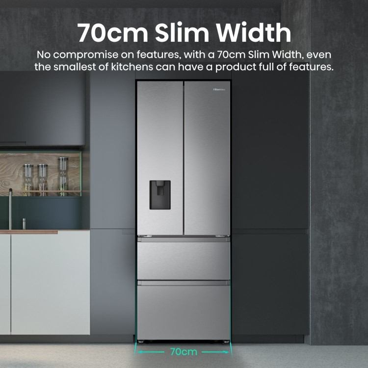 Hisense PureFlat 485 Litre 60/40 Fridge Freezer - Stainless Steel