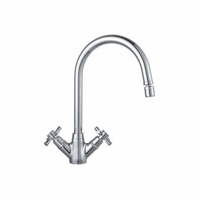 Franke Chrome Twin Lever Monobloc Kitchen Mixer Tap - Rotaflow