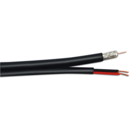 100m RG59 Coaxial CCTV Cable + 2 Core Power Shotgun Black