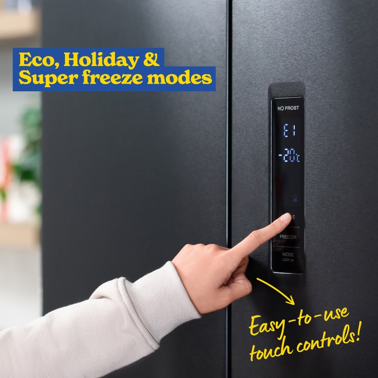 Russell Hobbs 421 Litre Four Door American Fridge Freezer - Black Steel