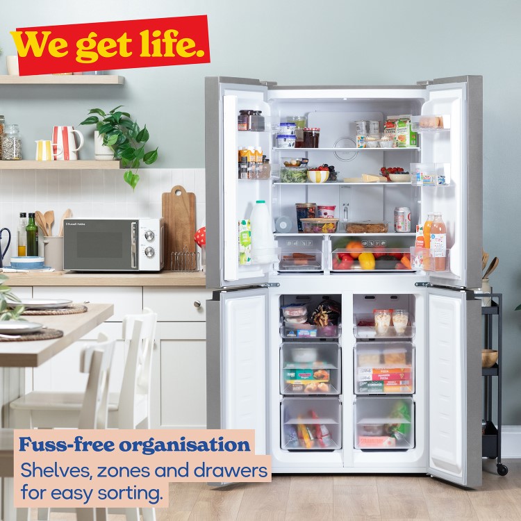 Russell Hobbs 421 Litre Four Door American Fridge Freezer - Stainless Steel