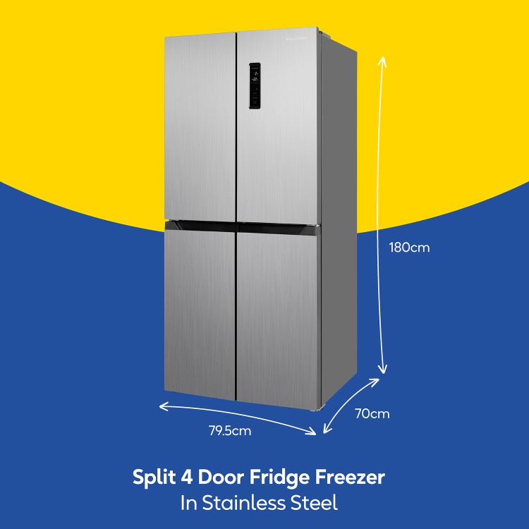 Russell Hobbs 421 Litre Four Door American Fridge Freezer - Stainless Steel
