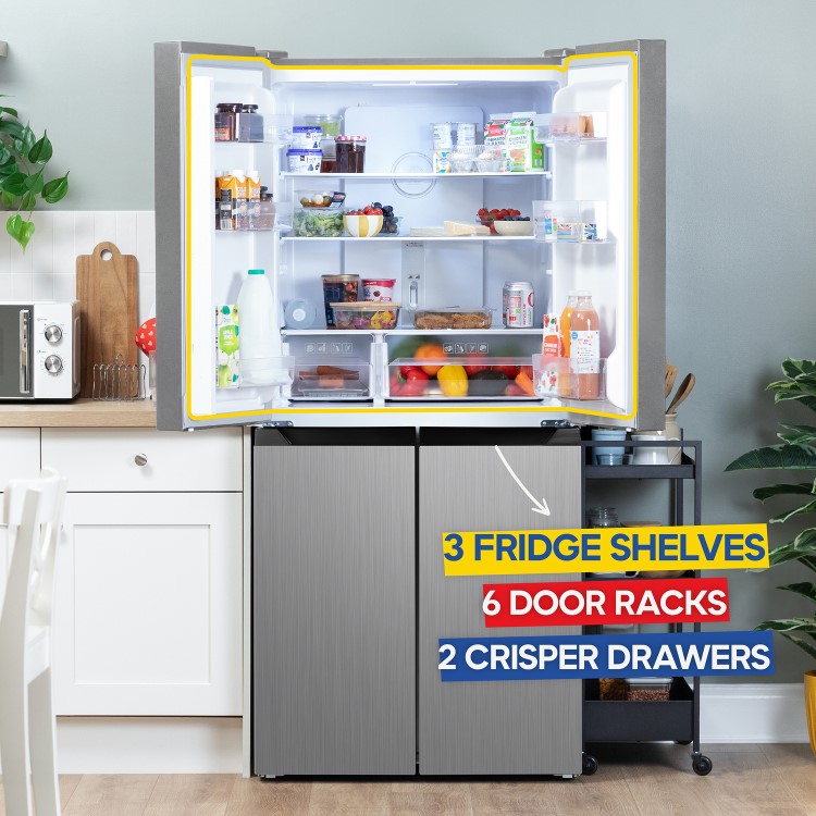 Russell Hobbs 421 Litre Four Door American Fridge Freezer - Stainless Steel