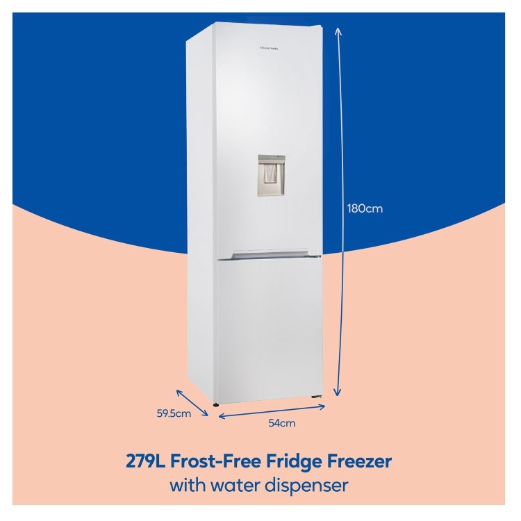 Refurbished Russell Hobbs RH180FFFF551E1WWD Freestanding 279 Litre 70/30 Frost Free Fridge Freezer with Water Dispenser White