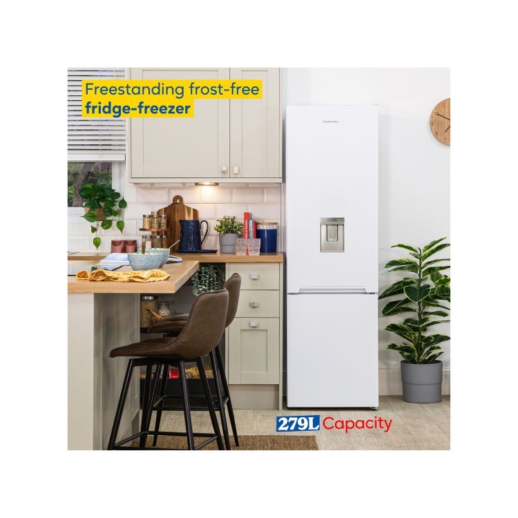 Refurbished Russell Hobbs RH180FFFF551E1WWD Freestanding 279 Litre 70/30 Frost Free Fridge Freezer with Water Dispenser White
