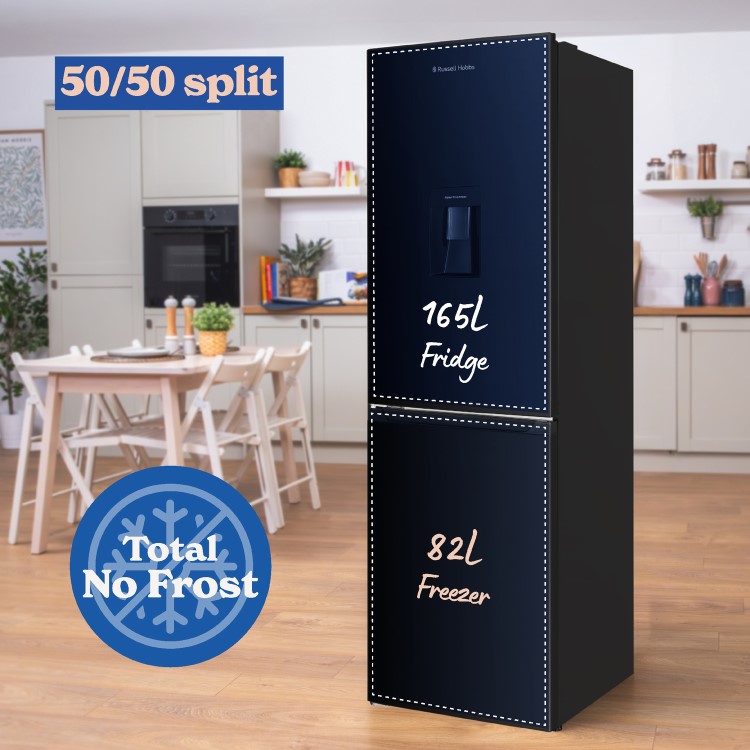 Russell Hobbs 245 Litre 50/50 Fridge Freezer with Water Dispenser - Black