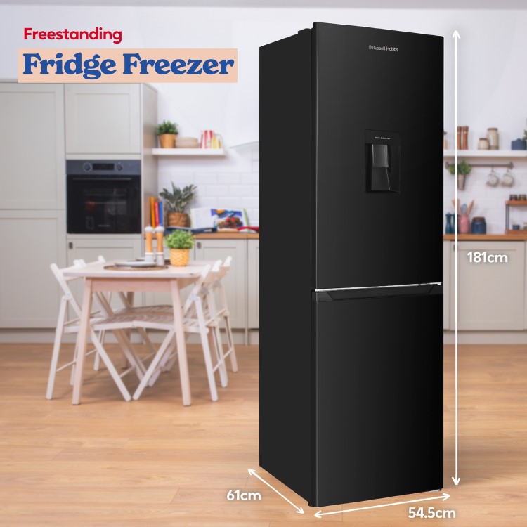 Russell Hobbs 245 Litre 50/50 Fridge Freezer with Water Dispenser - Black