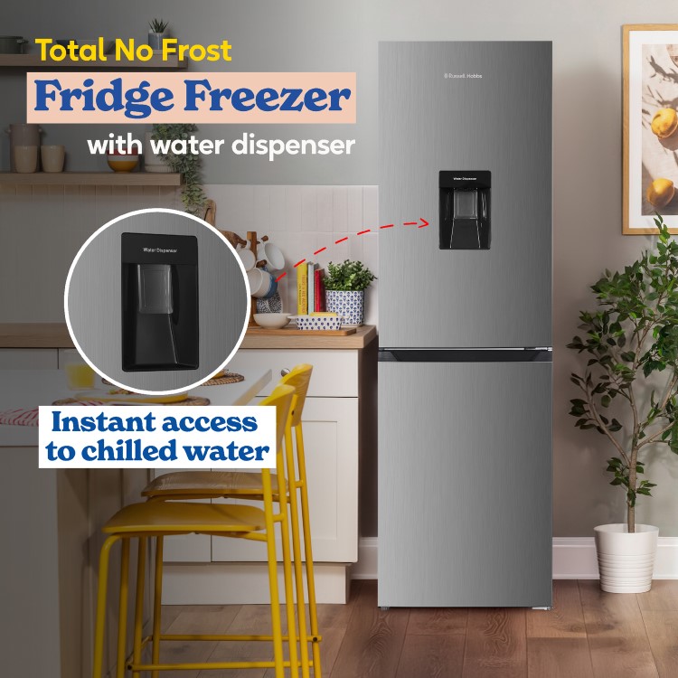 Russell Hobbs 245 Litre 50/50 Fridge Freezer with Water Dispenser - Stainless Steel