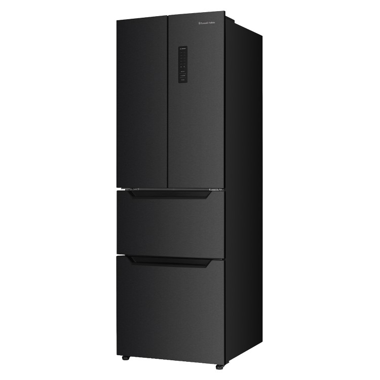 Russell Hobbs 320 Litre French Style American Fridge Freezer - Black Steel