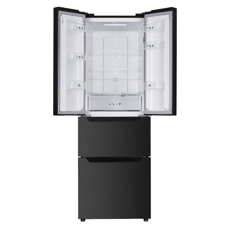 Russell Hobbs 320 Litre French Style American Fridge Freezer - Black Steel