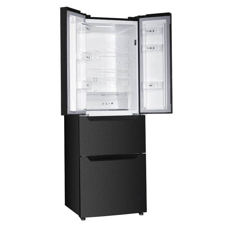 Russell Hobbs 320 Litre French Style American Fridge Freezer - Black Steel