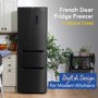 Russell Hobbs 320 Litre French Style American Fridge Freezer - Black Steel