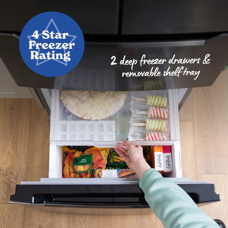 Russell Hobbs 320 Litre French Style American Fridge Freezer - Stainless Steel