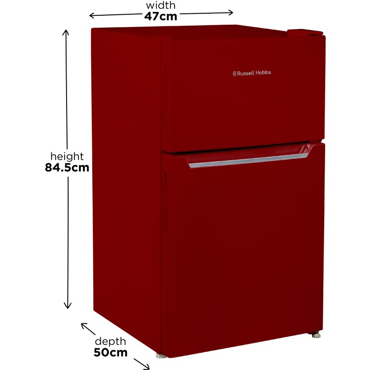 Russell Hobbs 90L Under Counter Top Mount Freestanding Fridge Freezer - Red