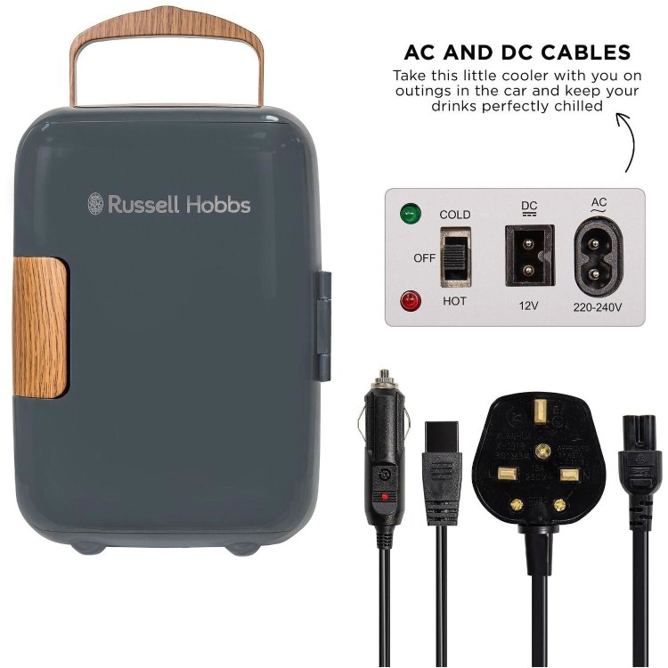 Russell Hobbs Scandi 4 Litre Portable Mini Cooler & Warmer - Gloss Grey