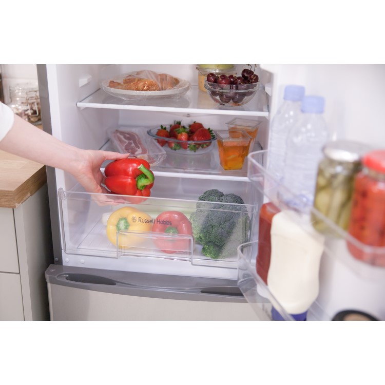 GRADE A3 - Russell Hobbs RH50FF144SS 156 Litre Freestanding Fridge Freezer 50/50 Split A+ Energy Rating 50cm Wide - Stainless Steel
