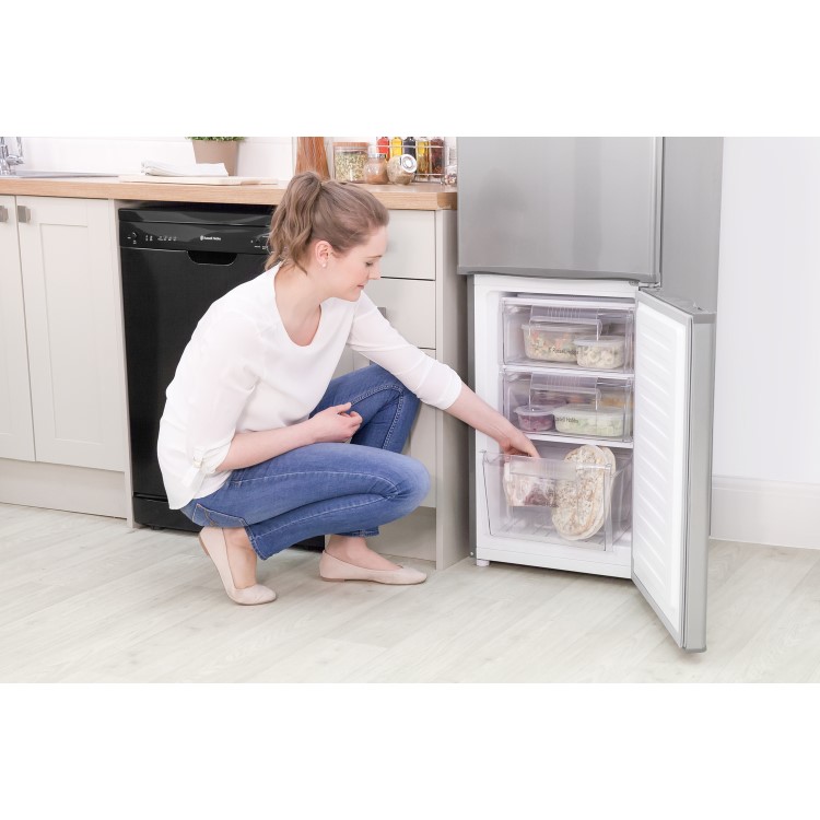 GRADE A3 - Russell Hobbs RH50FF144SS 156 Litre Freestanding Fridge Freezer 50/50 Split A+ Energy Rating 50cm Wide - Stainless Steel