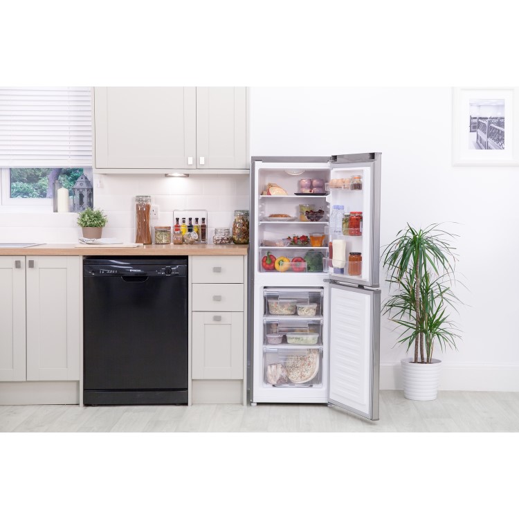 GRADE A3 - Russell Hobbs RH50FF144SS 156 Litre Freestanding Fridge Freezer 50/50 Split A+ Energy Rating 50cm Wide - Stainless Steel