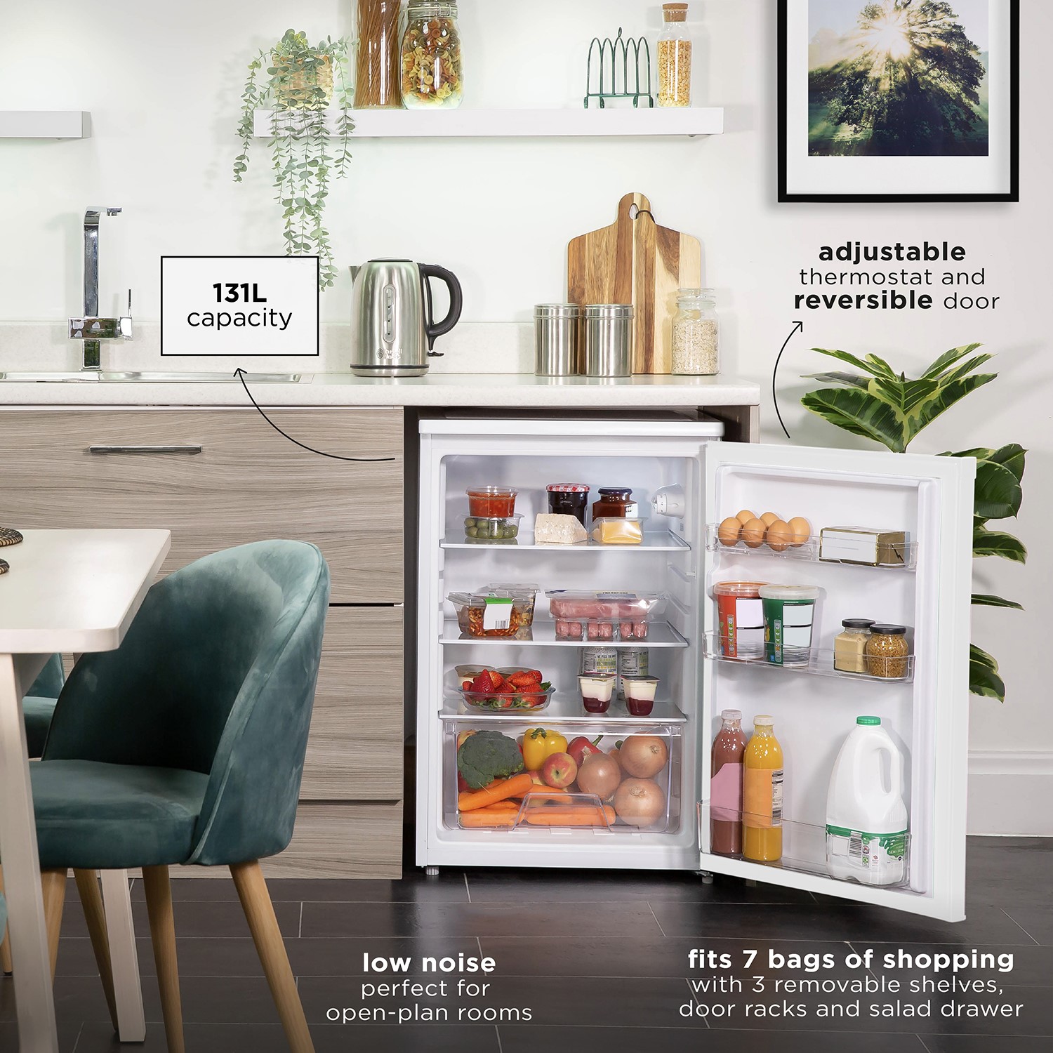 Russell Hobbs 55cm Undercounter Larder Fridge White RH55UCLF4