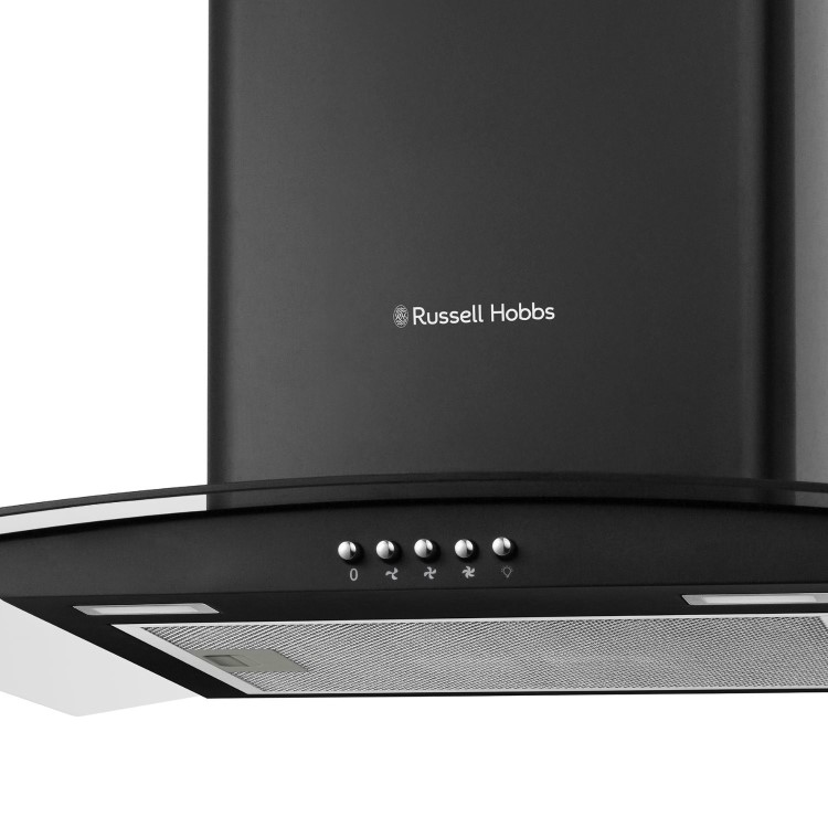 Russell Hobbs 60cm Curved Glass Chimney Cooker Hood - Black