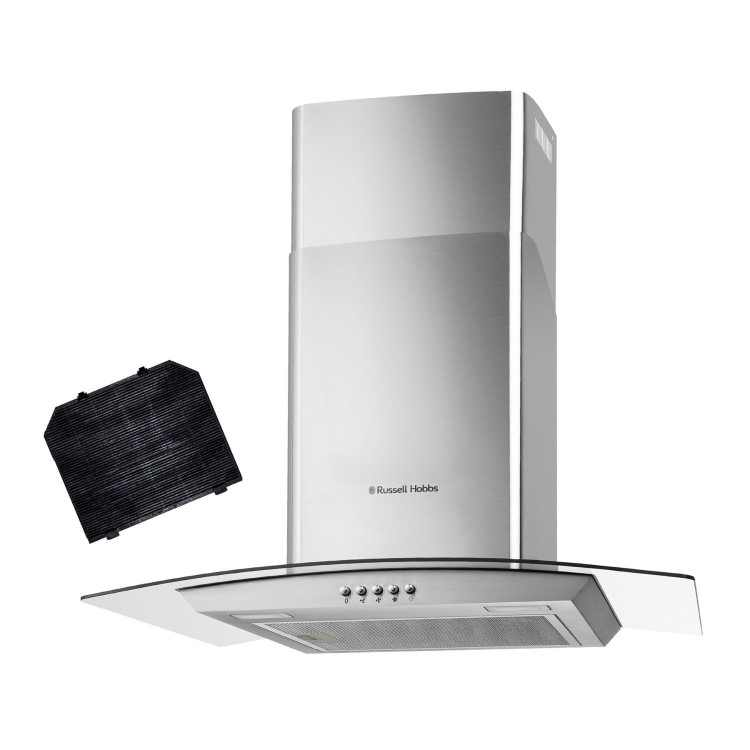 Russell Hobbs 60cm Curved Glass Chimney Cooker Hood - Stainless Steel