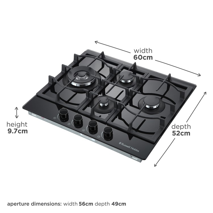 Russell Hobbs 60cm Gas Hob - Black