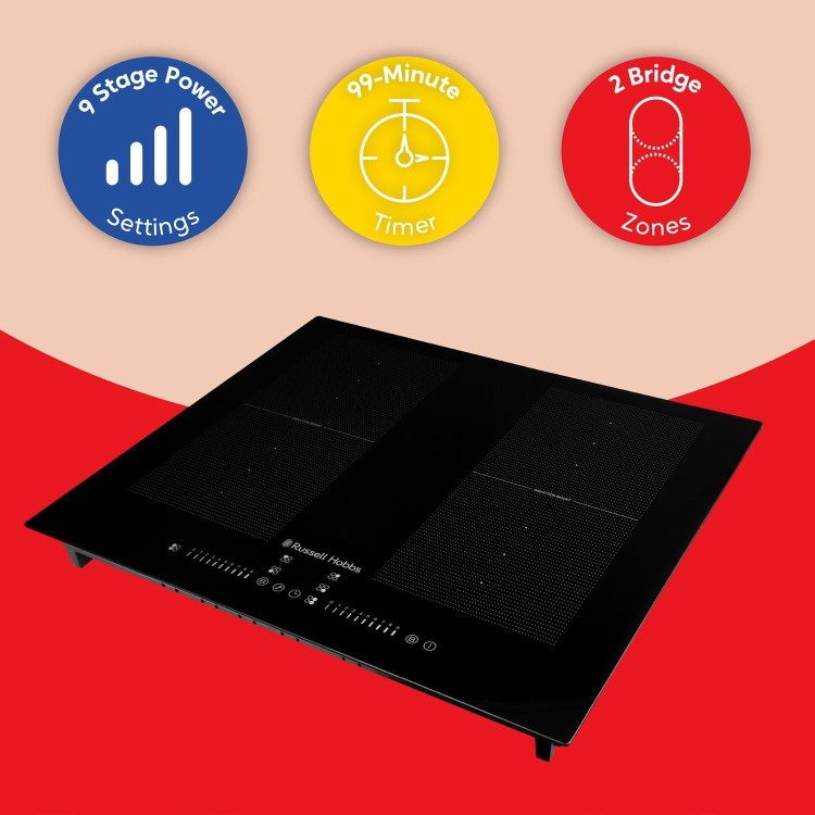 Russell Hobbs 60cm 4 Zone Induction Hob with Dual Flex Bridge