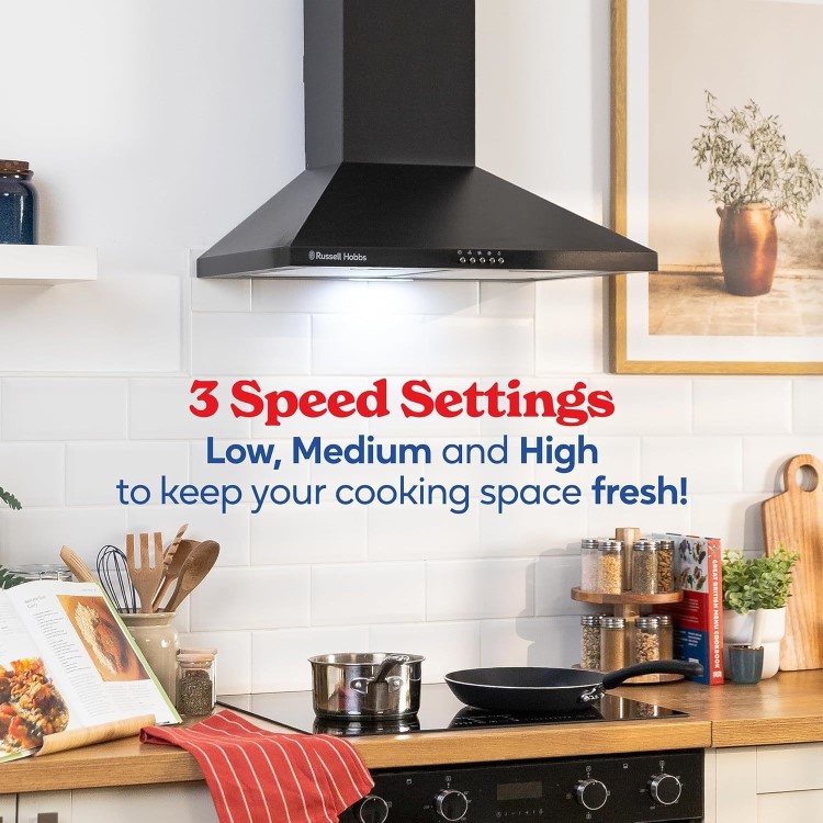 Russell Hobbs 60cm Chimney Cooker Hood - Black
