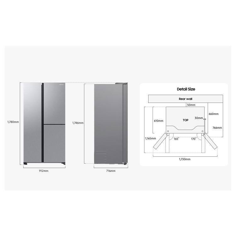 Samsung 645 Litre Side-By-Side American Fridge Freezer - Silver