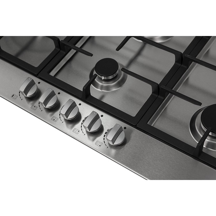 Russell Hobbs RH75GH601SS Stainless Steel 75cm Wide 5 Burner Gas Hob
