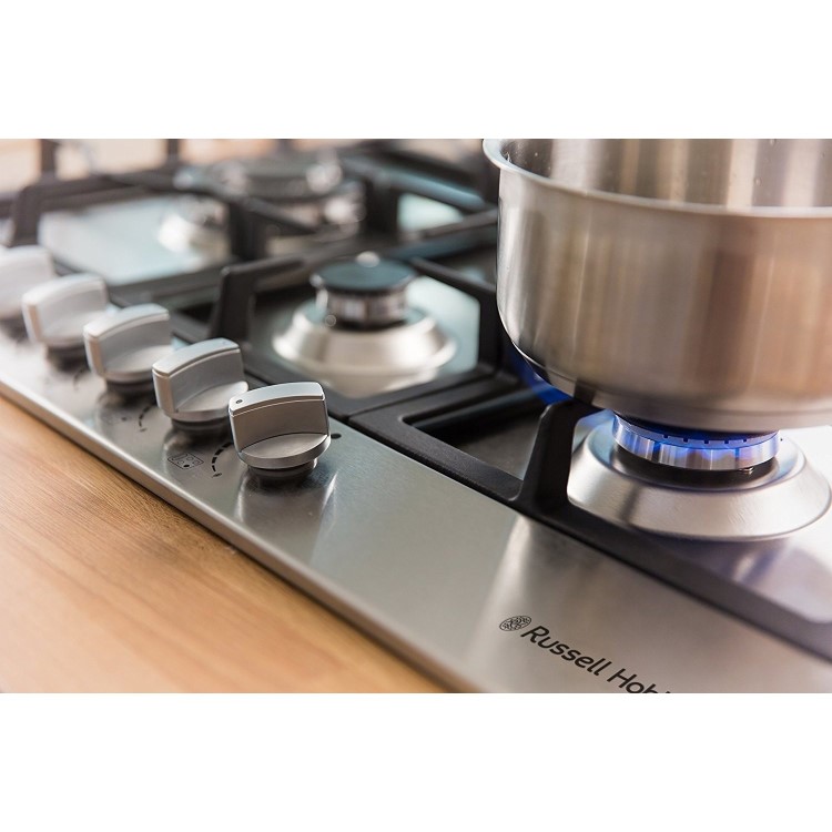 Russell Hobbs RH75GH601SS Stainless Steel 75cm Wide 5 Burner Gas Hob
