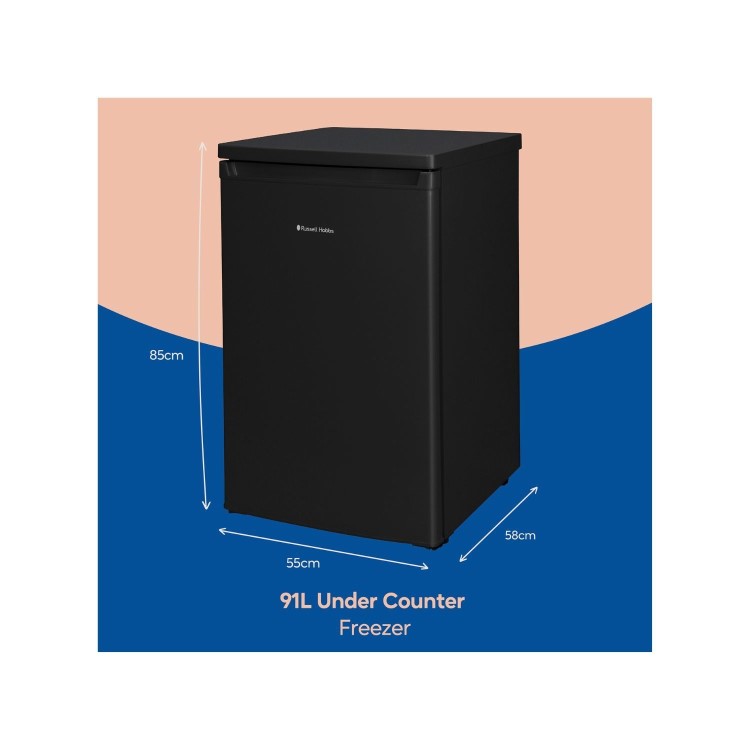 Russell Hobbs 91 Litre Freestanding Freezer - Black 